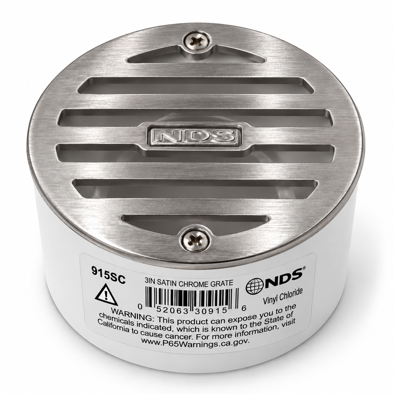 Round satin chrome drain grate