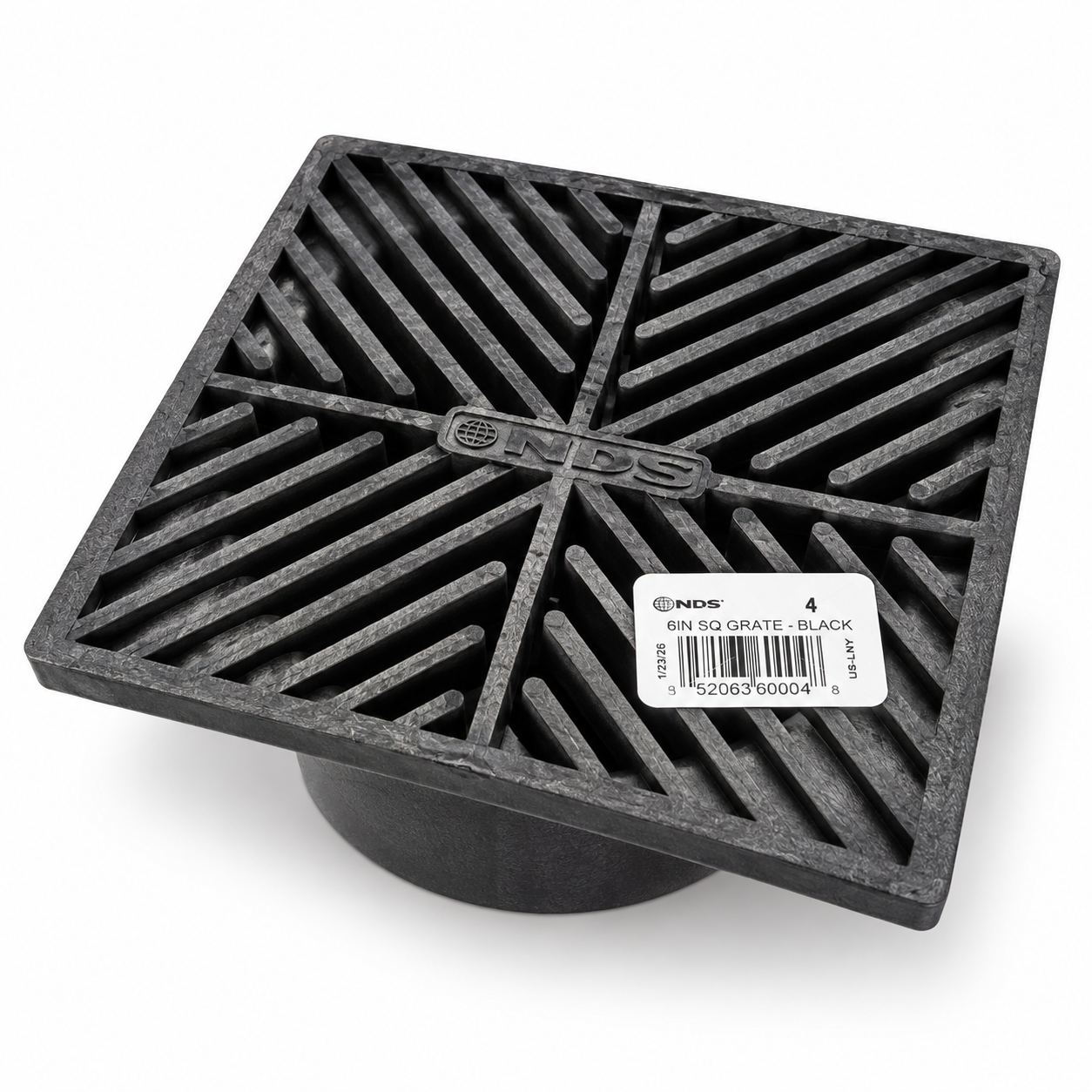 6 inch square black plastic drain grate
