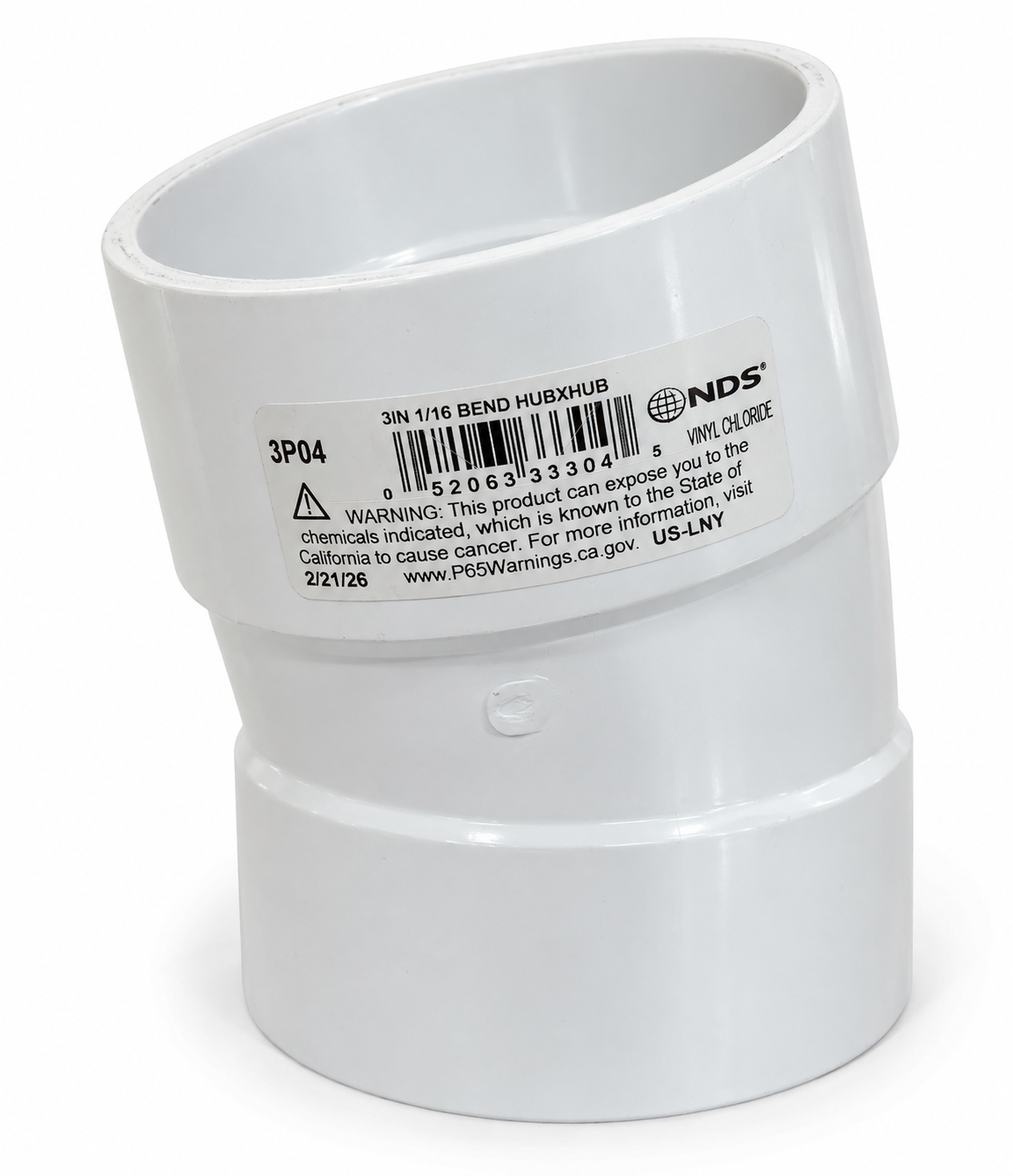 PVC 1/16 bend drain fitting