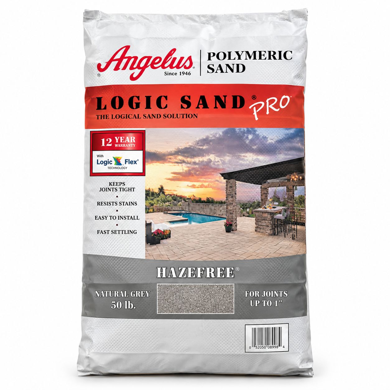 Bag of Angelus Logic Sand Pro polymeric joint sand in Natural Grey